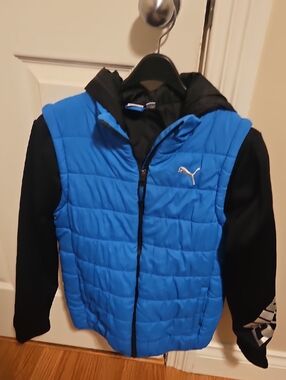 Boys Puma Bright Blue And Black Hoody Jacket